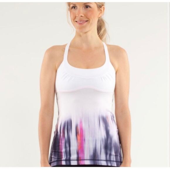 Lululemon Scoop Me Up Tank Size 4 White Indigo Mirage Gym Y2K Yoga Run Hike - Picture 1 of 9